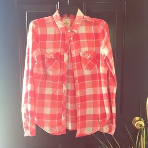 Orange and White Hollister Flannel